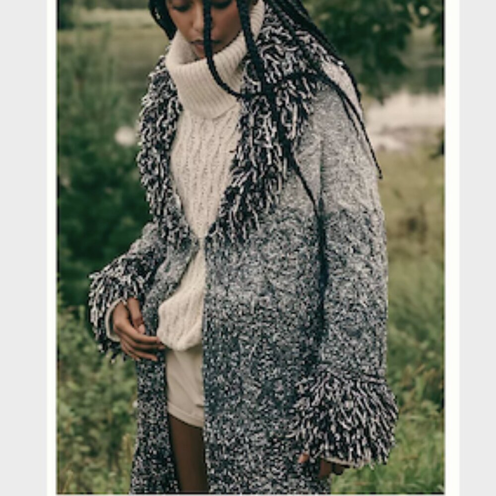 Anthropologie Pilcro Fringe-Collar Cardigan Sweater Jacket